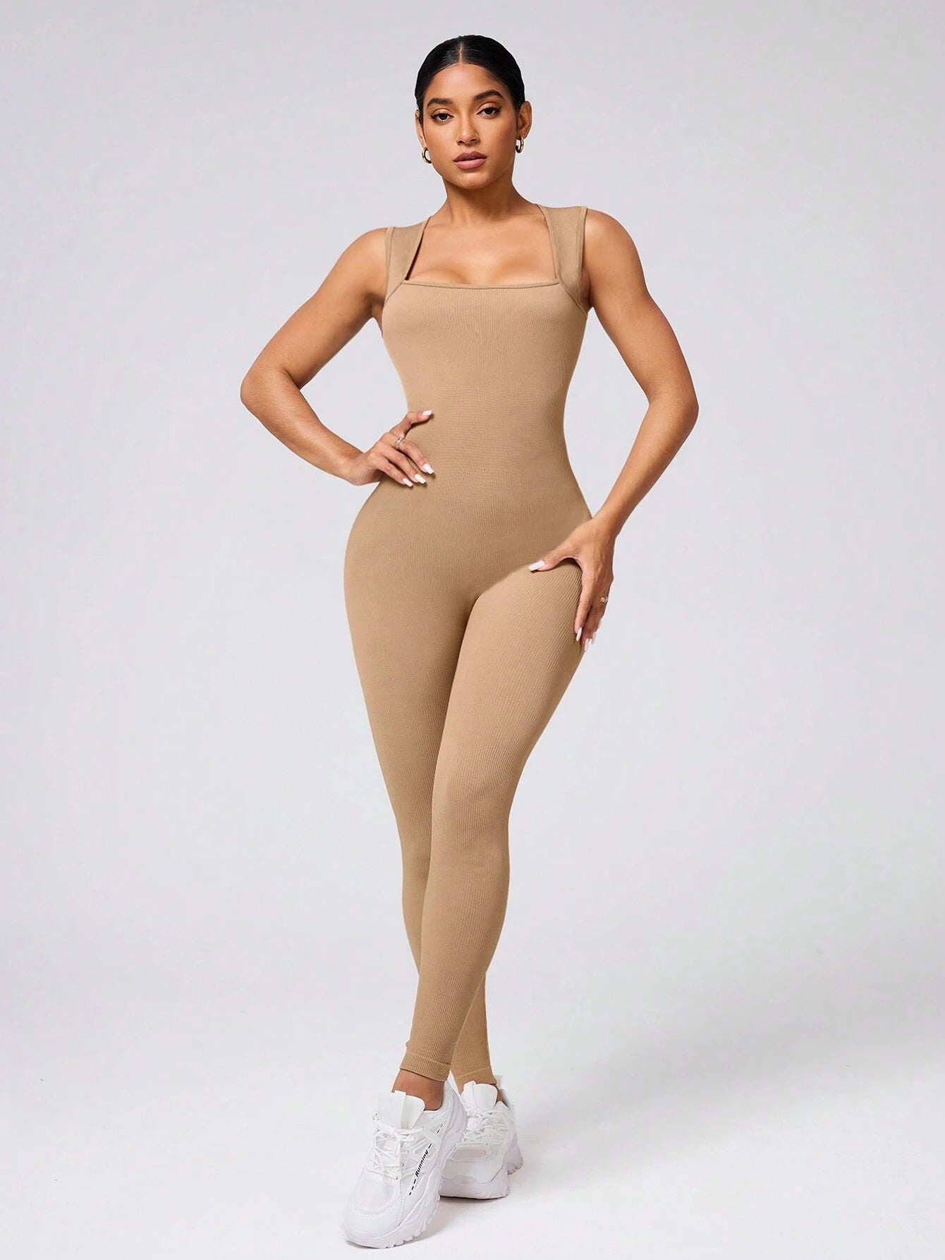 Sport Studio Ladies Solid Color Simple Daily Sports Jumpsuit