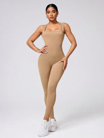 Sport Studio Ladies Solid Color Simple Daily Sports Jumpsuit