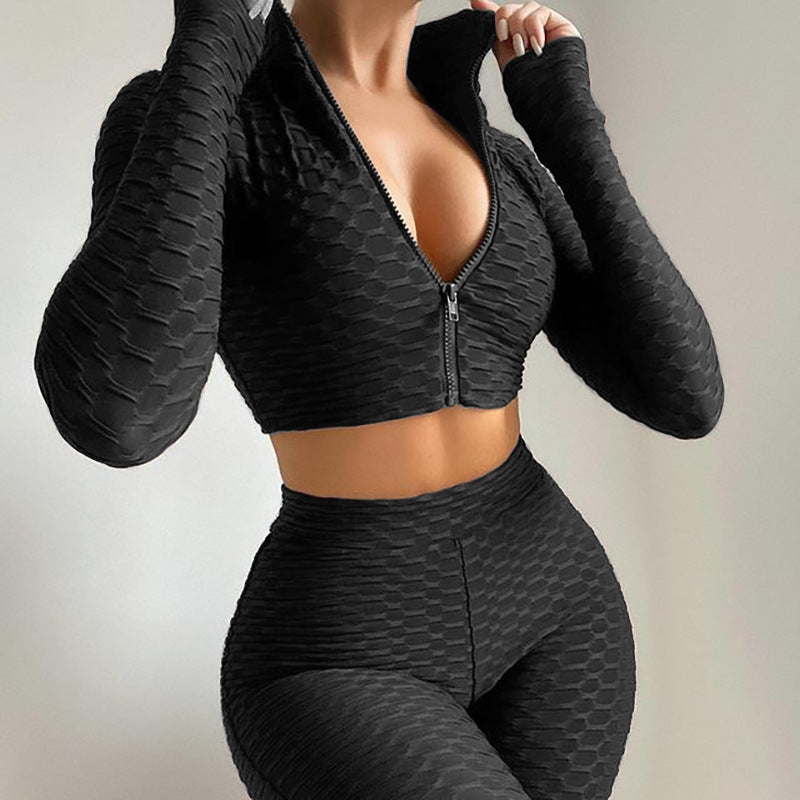 Women'S Tracksuit Yoga Fitness Suit Activewear Set Tummy Control Butt Lift Long Sleeve Sport Clothing