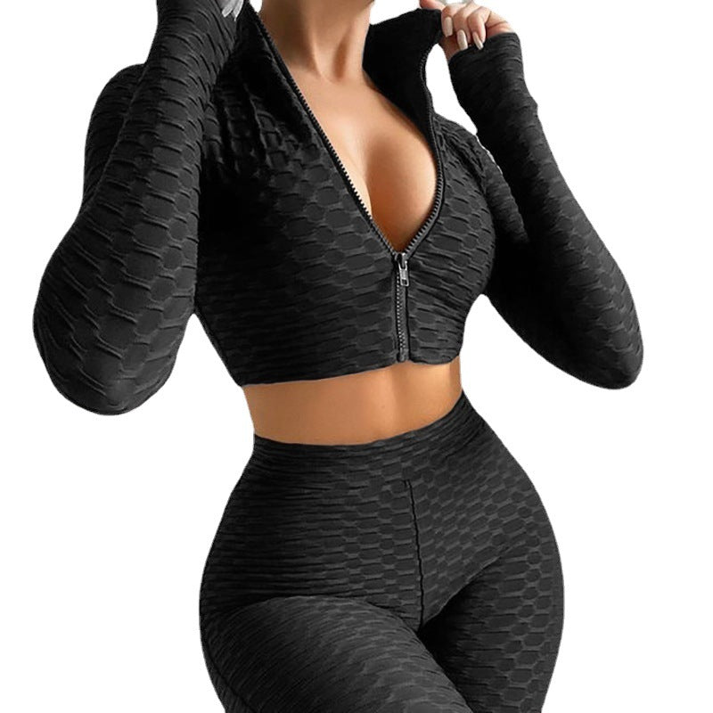 Women'S Tracksuit Yoga Fitness Suit Activewear Set Tummy Control Butt Lift Long Sleeve Sport Clothing