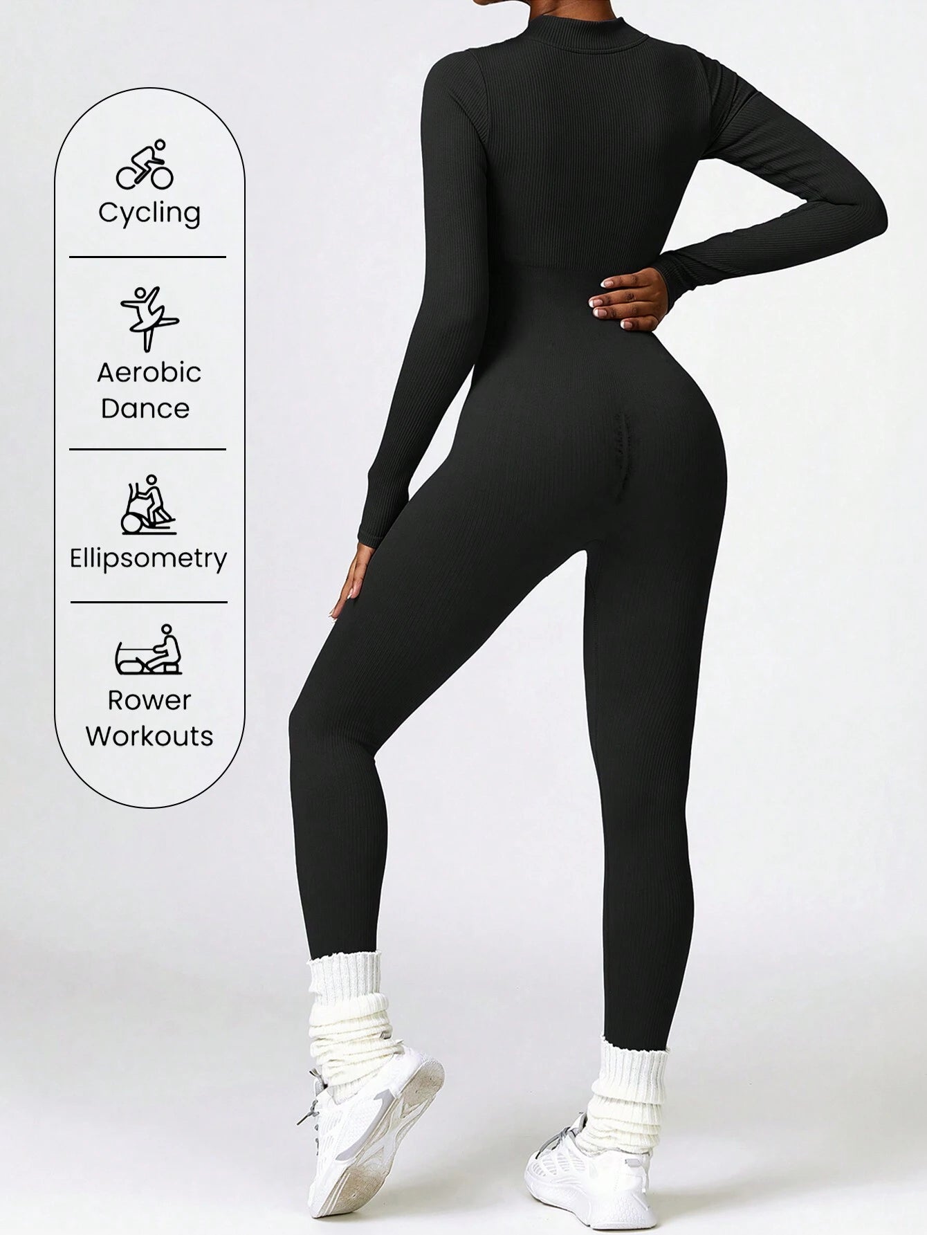 DINBEY a Solid Color Women'S Long-Sleeved Zipper Jumpsuit, Yoga Outdoor Body Sculpting, Hip Lifting, Slimming Abdominal Control Jumpsuit