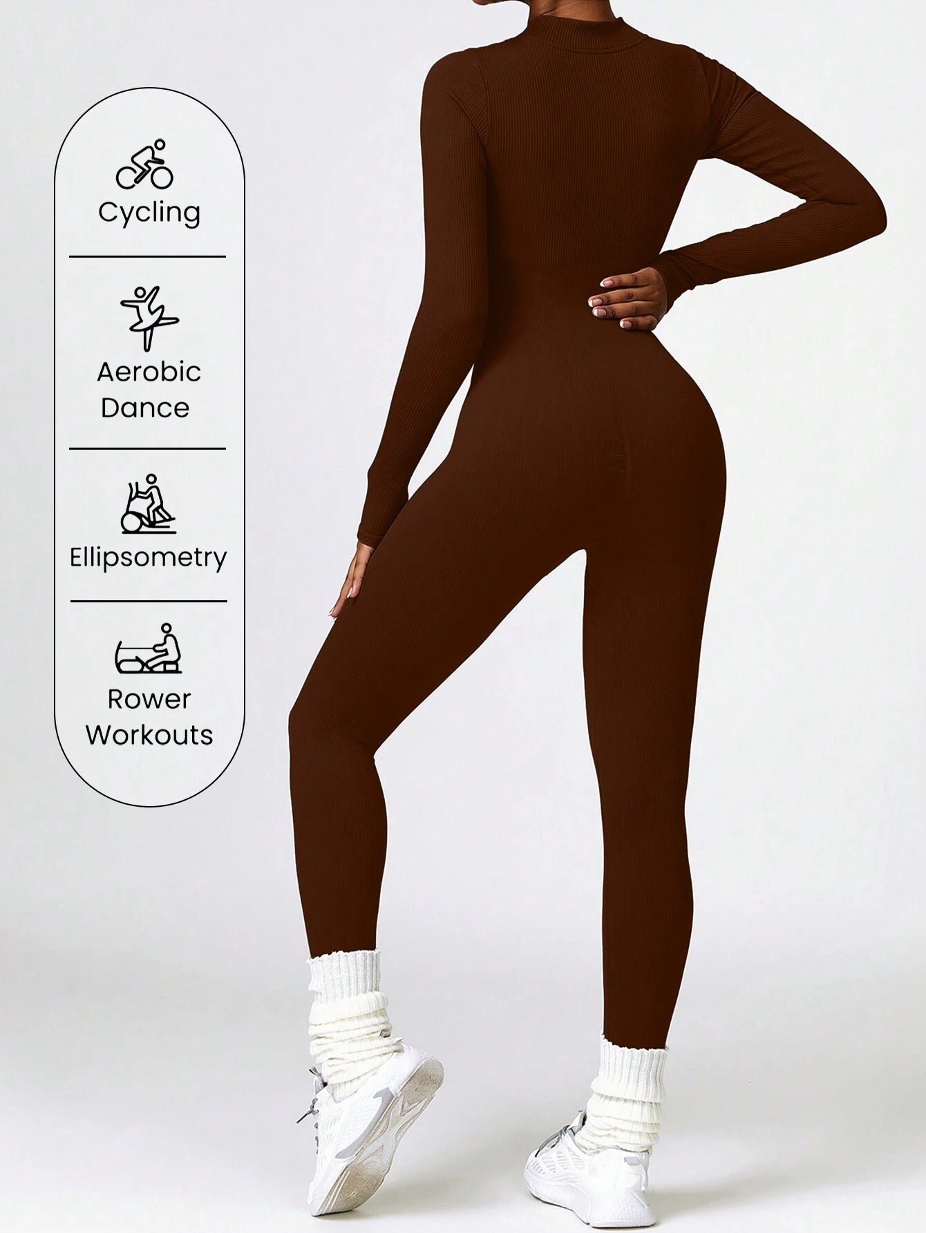 DINBEY a Solid Color Women'S Long-Sleeved Zipper Jumpsuit, Yoga Outdoor Body Sculpting, Hip Lifting, Slimming Abdominal Control Jumpsuit