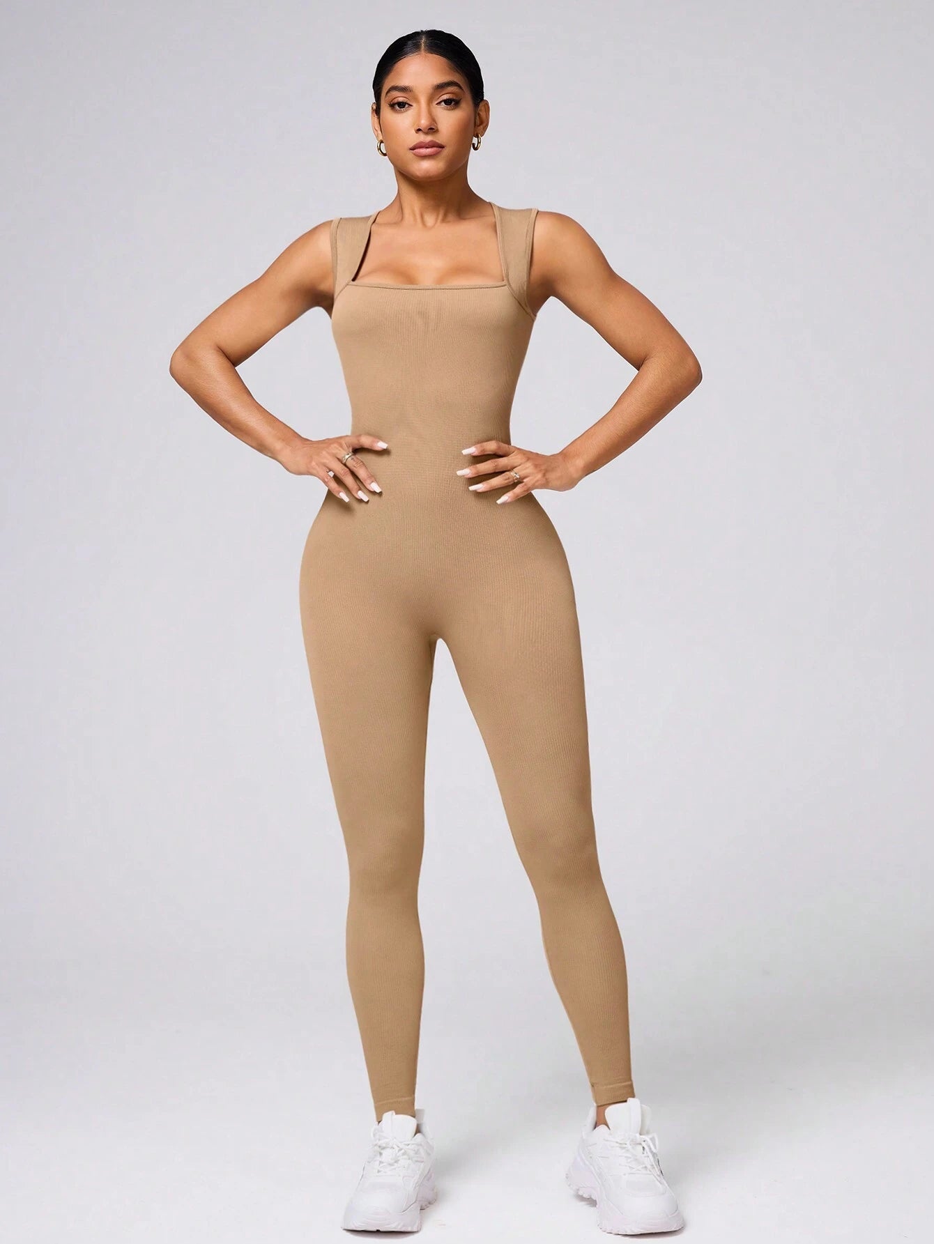 Sport Studio Ladies Solid Color Simple Daily Sports Jumpsuit